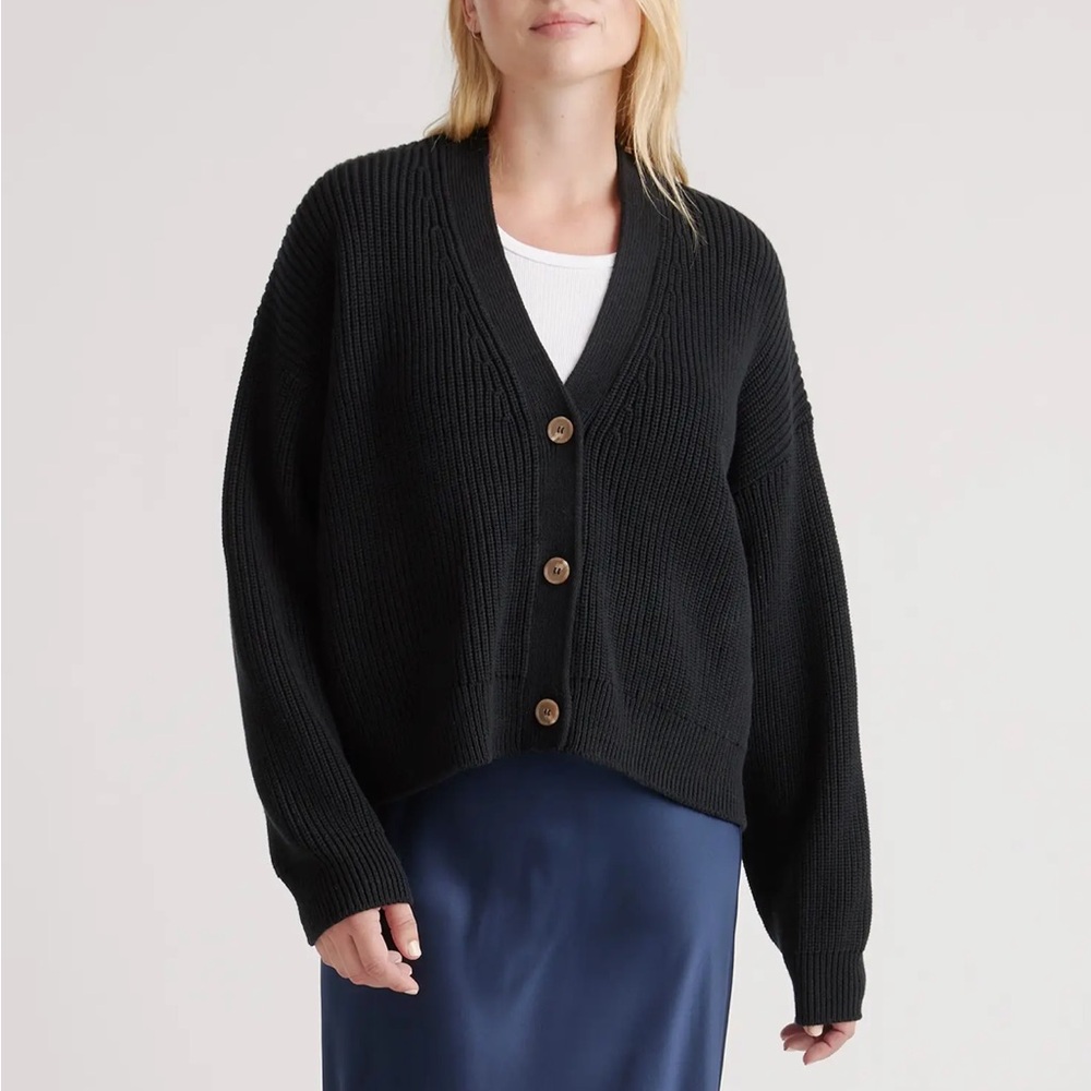 100% Organic Cotton Fisherman Boxy Cropped Cardigan